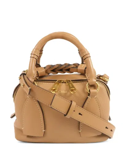 Pre-owned Chloé Vintage Small Daria Two-way Calfskin Tote Bag In Brown