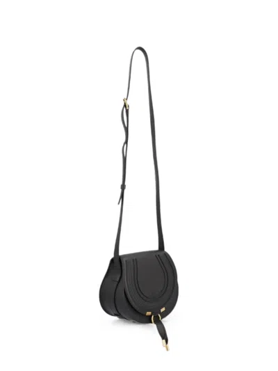 Pre-owned Chloé Vintage Small Marcie Saddle Cross Body Bag In Black