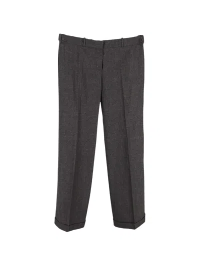 Pre-owned Chloé Vintage Straight-leg Wool Trousers In Gray