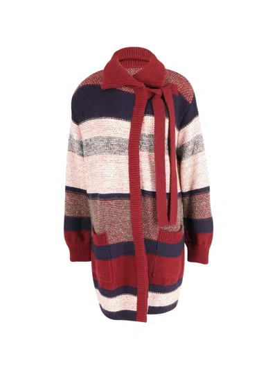 Pre-owned Chloé Vintage Striped Cardigan In Red