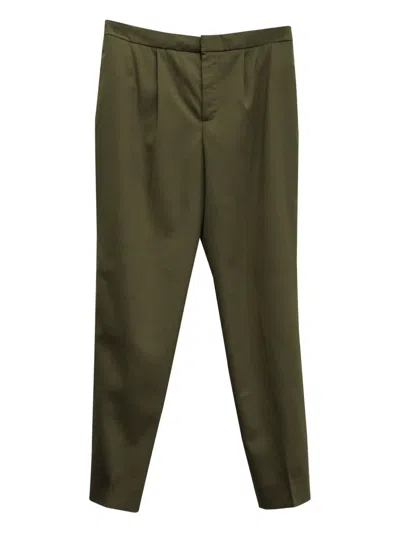Pre-owned Chloé Vintage Tapered-leg Wool Trousers In Black