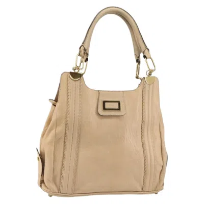 Pre-owned Chloé Chloe Vintage Tote Bag Leather Beige Leather Tote Bag Bag () In Sand