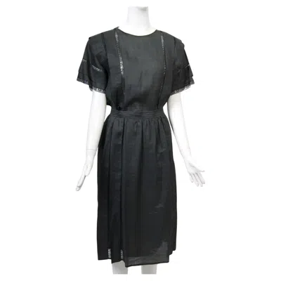 Pre-owned Chloé Vintage Two-piece Black Linen And Skirt Ensemble