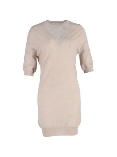 Pre-owned Chloé Vintage V-neck Mini Dress In Neutral