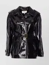 Chloé Chloe Houndstooth-trimmed Coated Linen Trench Coat In Black