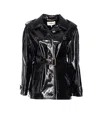 Chloé Chloe Houndstooth-trimmed Coated Linen Trench Coat In Black