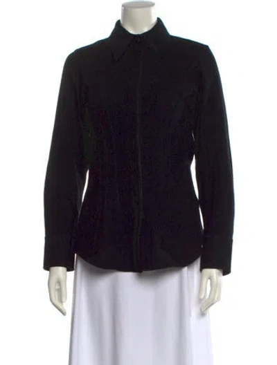 Pre-owned Chloé Virgin Wool Animal Print Button-up Top In Black