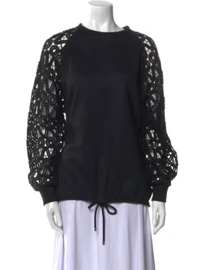 Pre-owned Chloé Virgin Wool Bateau Neckline Blouse In Black