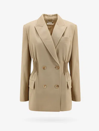 Chloé Virgin Wool Blazer With Pleated Detail