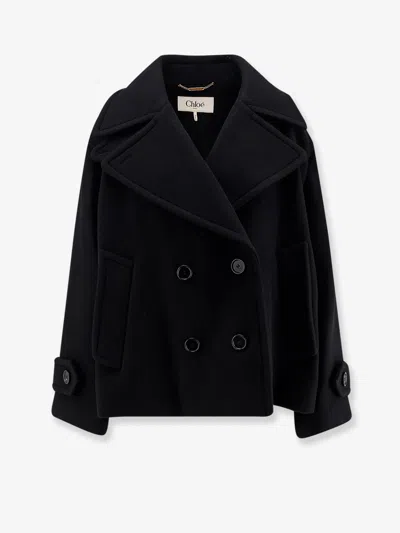 Chloé Virgin Wool Blend Peacoat In Blue