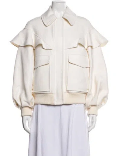 Pre-owned Chloé Virgin Wool Bomber Jacket In Neutral