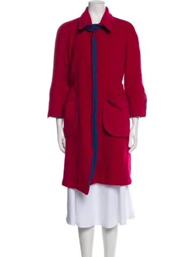 Pre-owned Chloé Virgin Wool Coat In Burgundy
