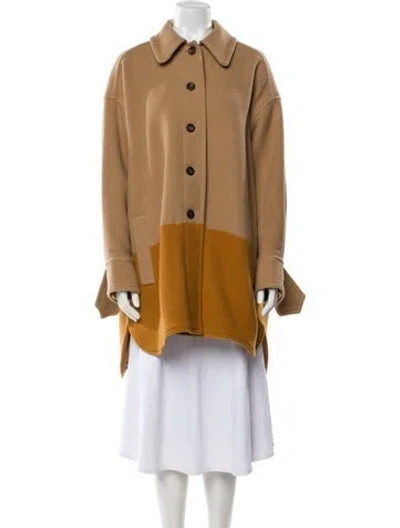Pre-owned Chloé Virgin Wool Colorblock Pattern Coat In Neutral