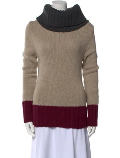 Pre-owned Chloé Virgin Wool Colorblock Pattern Sweater In Neutral