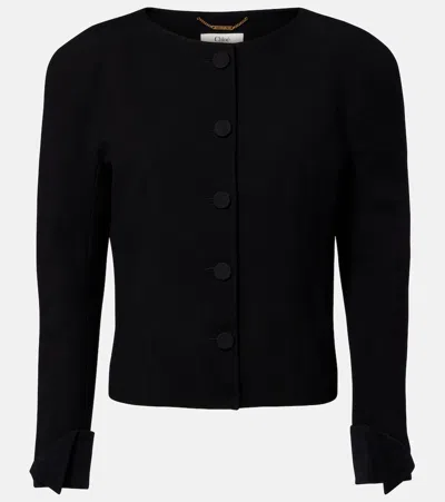 Chloé Wool-crepe Jacket In Black