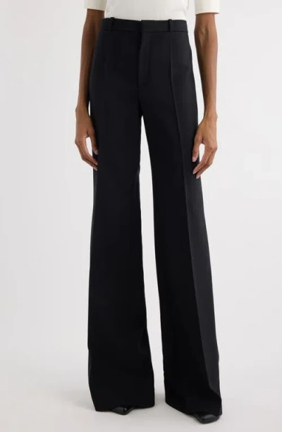Chloé Broken-heel Low-rise Stretch-wool Pants In Nightfall Green