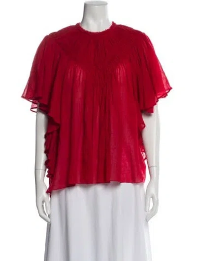 Pre-owned Chloé Virgin Wool Crew Neck Blouse In Red