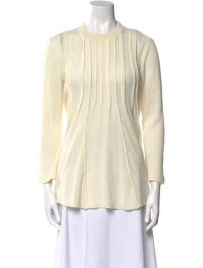 Pre-owned Chloé Virgin Wool Crew Neck Sweater In Neutral