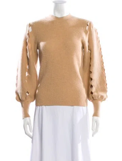 Pre-owned Chloé Virgin Wool Crew Neck Sweater In Neutral