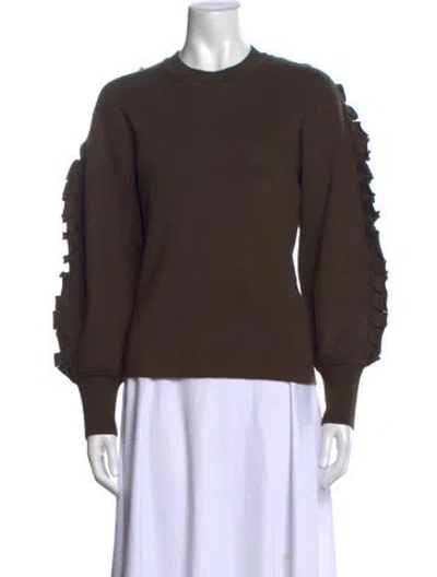 Pre-owned Chloé Virgin Wool Crew Neck Top In Green