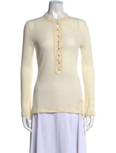 Pre-owned Chloé Virgin Wool Crew Neck Top In Neutral