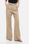 Chloé Virgin Wool Flared Fit Chinos Pants In Beige
