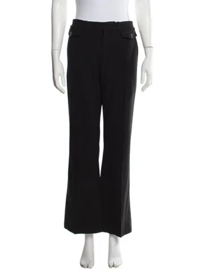 Pre-owned Chloé Virgin Wool Flared Pants In Black