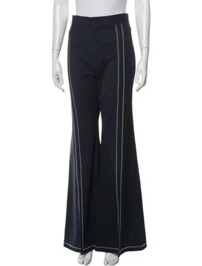 Pre-owned Chloé Virgin Wool Flared Pants In Blue