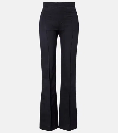 Chloé Virgin Wool Gabardine Flared Pants In Blue
