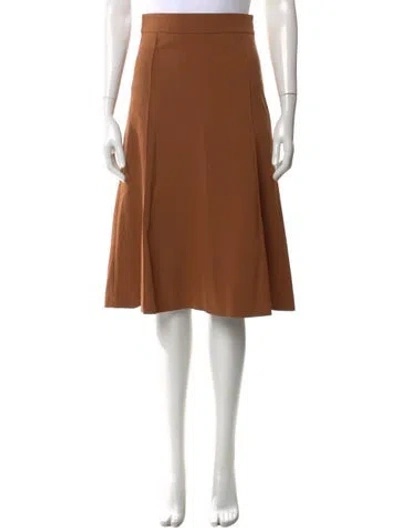 Pre-owned Chloé Virgin Wool Knee-length Skirt In Brown