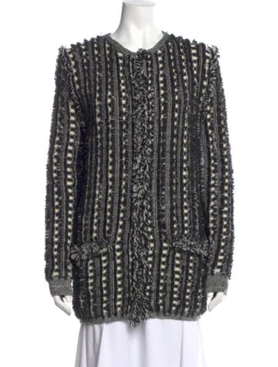 Pre-owned Chloé Virgin Wool Lace Pattern Sweater In Black