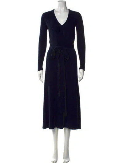 Pre-owned Chloé Virgin Wool Long Dress In Blue