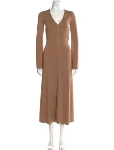 Pre-owned Chloé Virgin Wool Long Dress In Brown