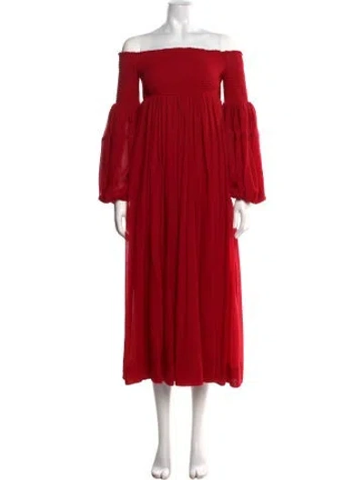 Pre-owned Chloé Virgin Wool Long Dress In Red