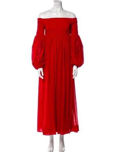 Pre-owned Chloé Virgin Wool Long Dress W/ Tags In Red