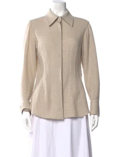 Pre-owned Chloé Virgin Wool Long Sleeve Blouse In Neutral