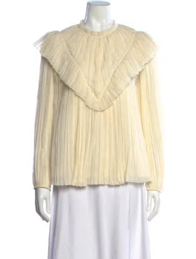 Pre-owned Chloé Virgin Wool Long Sleeve Blouse In Neutrals