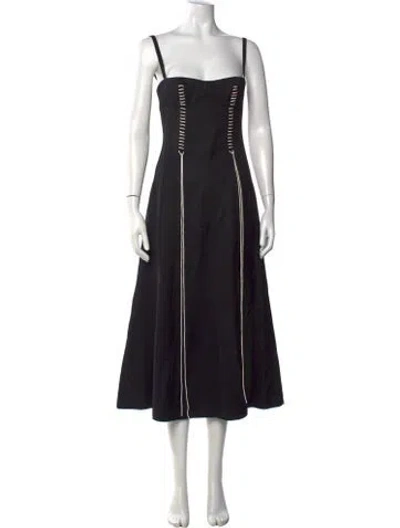 Pre-owned Chloé Virgin Wool Midi Length Dress In Black