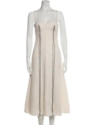 Pre-owned Chloé Virgin Wool Midi Length Dress In Neutral