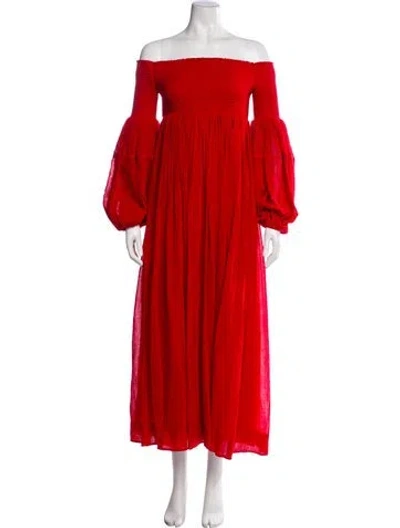 Pre-owned Chloé Virgin Wool Midi Length Dress In Red
