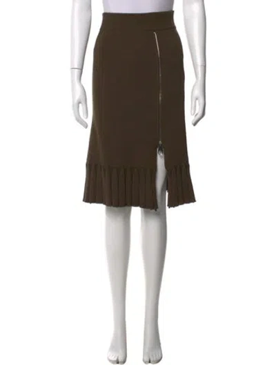 Pre-owned Chloé Virgin Wool Midi Length Skirt In Brown