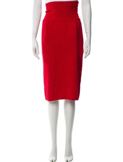 Pre-owned Chloé Virgin Wool Midi Length Skirt In Red