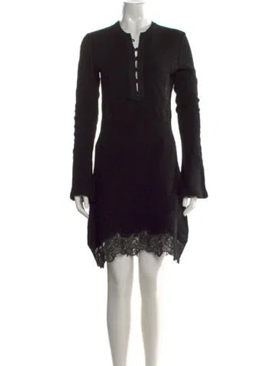Pre-owned Chloé Virgin Wool Mini Dress In Black