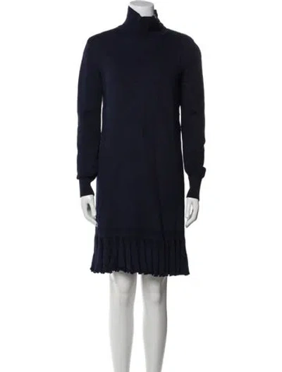 Pre-owned Chloé Virgin Wool Mini Dress In Blue