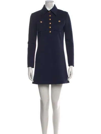 Pre-owned Chloé Virgin Wool Mini Dress In Blue