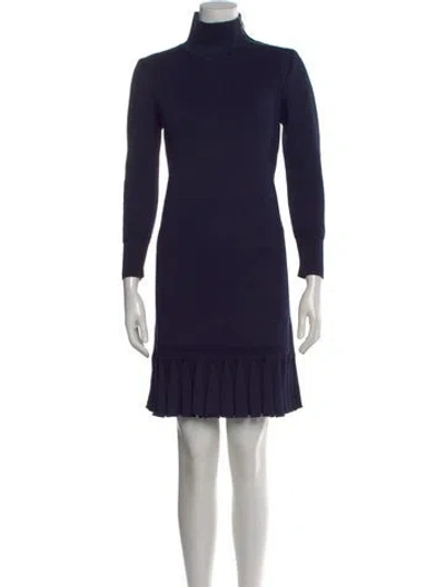 Pre-owned Chloé Virgin Wool Mini Dress In Blue