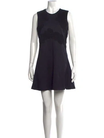 Pre-owned Chloé Virgin Wool Mini Dress In Blue