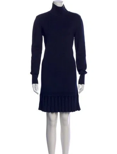 Pre-owned Chloé Virgin Wool Mini Dress In Blue