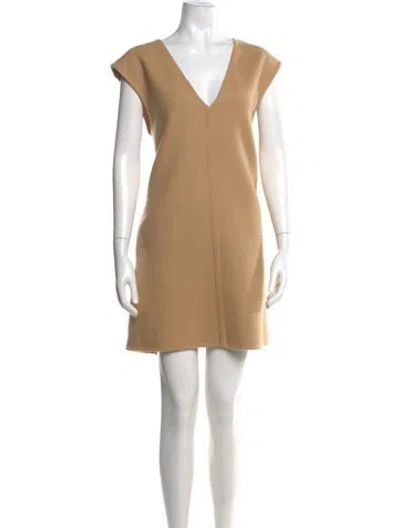 Pre-owned Chloé Virgin Wool Mini Dress In Neutral