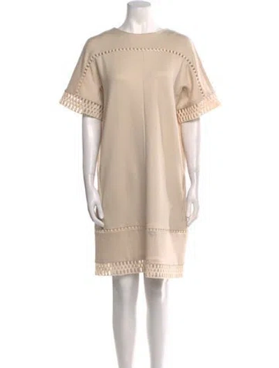 Pre-owned Chloé Virgin Wool Mini Dress In Neutral